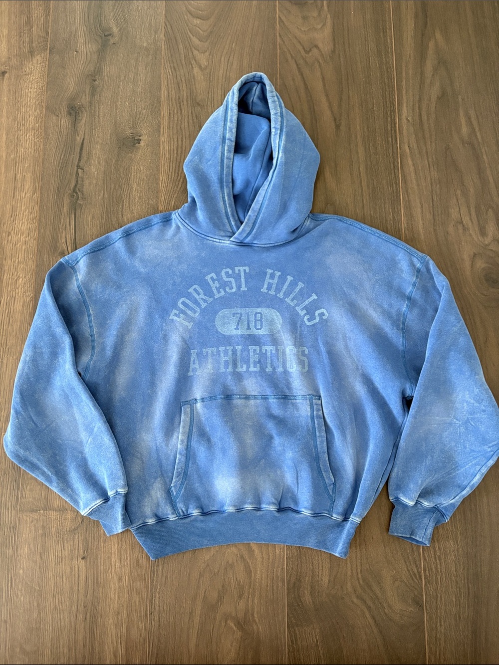 Hollister Baggy Cinch Washed Forest Hills Athletics Hoodie - Blue - L - Picture 5 of 9